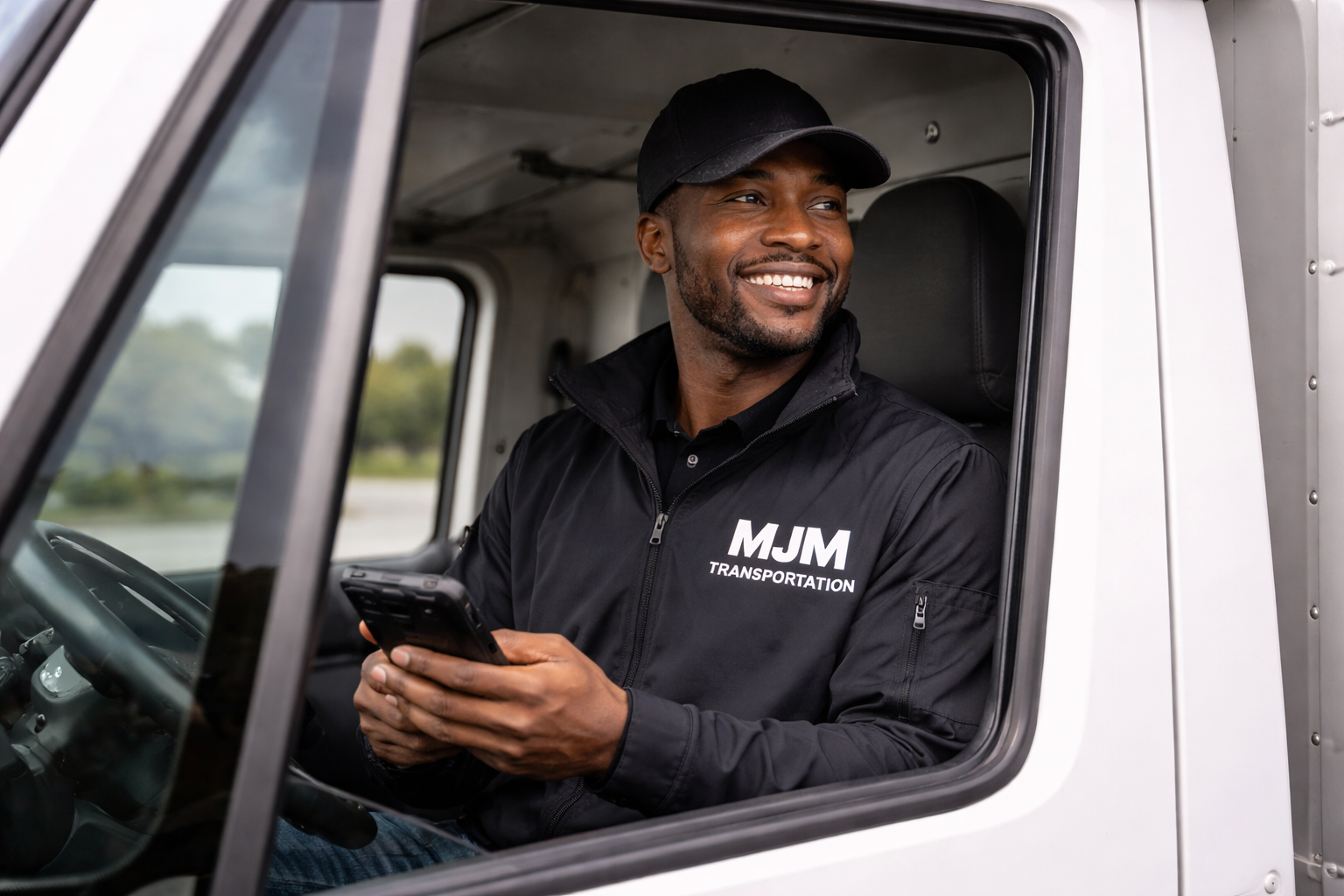 driver looking inside the truck looking out the window smiling.png